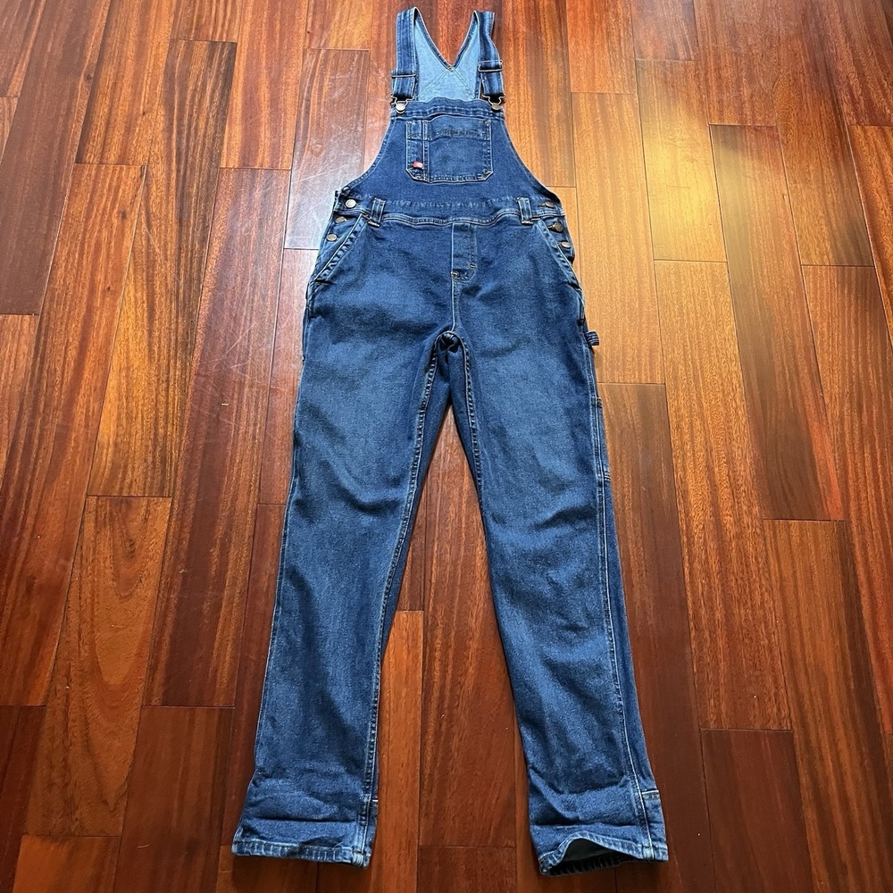 Dickies Overalls Women XS 36x30 Denim Carpenter Blue Dark Wash Workwear Farm